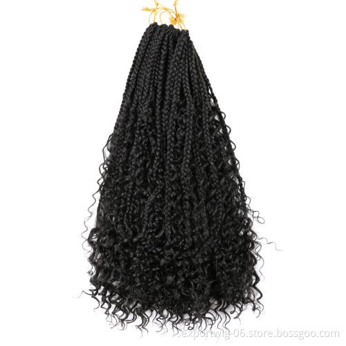 24inch River Box Braids Crochet Hair Synthetic Hair Extensions Goddess Box Braids With Curly Ends Crochet Braids Hair